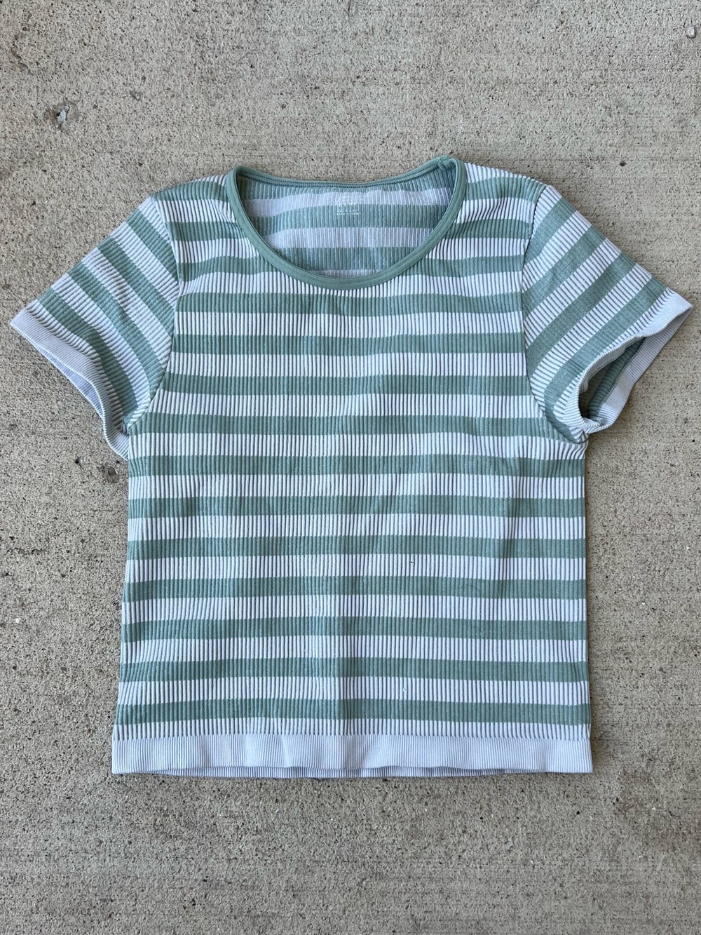Urban Outfitters Green and White Striped Ribbed Tank Top